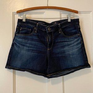 Distressed denim shorts